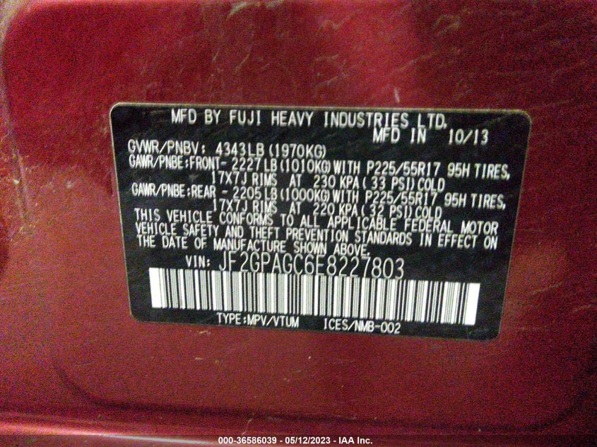 2014 SUBARU XV CROSSTREK LIMITED - JF2GPAGC6E8227803