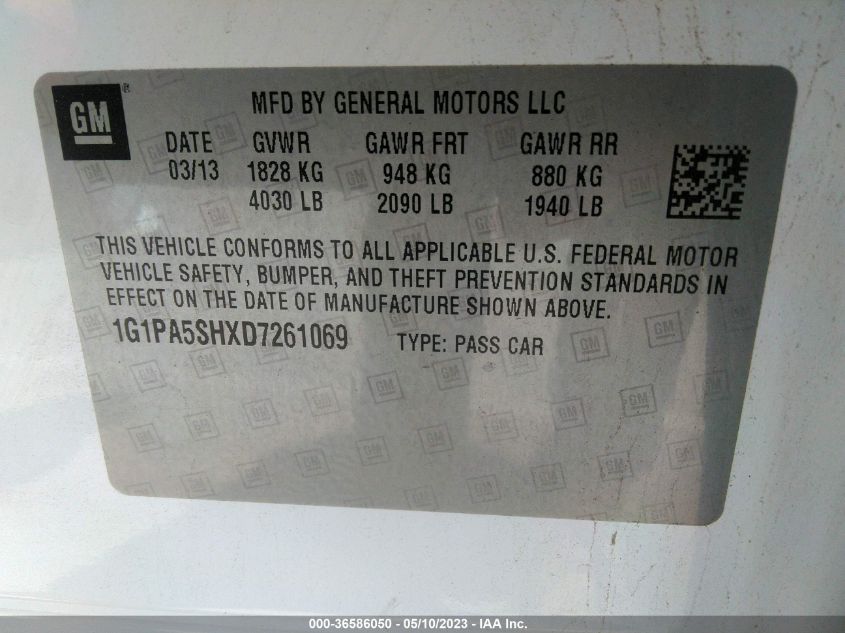2013 CHEVROLET CRUZE LS - 1G1PA5SHXD7261069