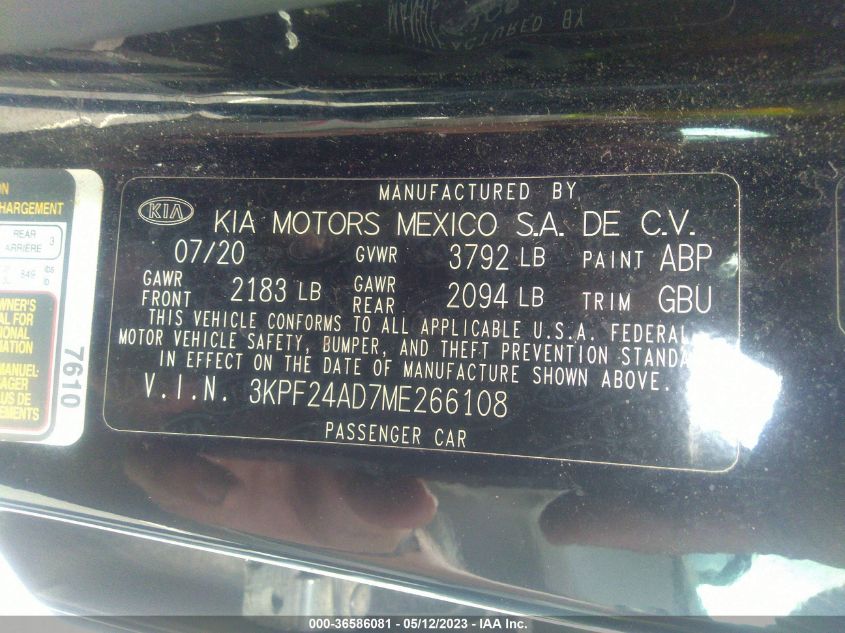 2021 KIA FORTE LXS - 3KPF24AD7ME266108