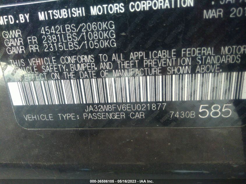 2014 MITSUBISHI LANCER EVOLUTION GSR - JA32W8FV6EU021877