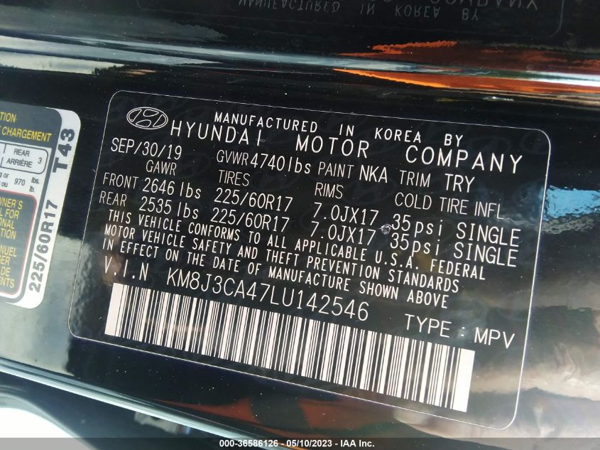 2020 HYUNDAI TUCSON VALUE - KM8J3CA47LU142546