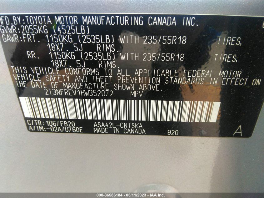 2017 TOYOTA RAV4 SE - 2T3NFREV1HW352072