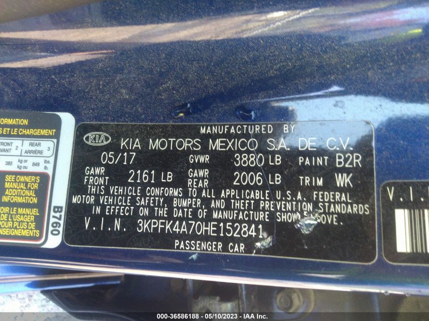 2017 KIA FORTE LX - 3KPFK4A70HE152841
