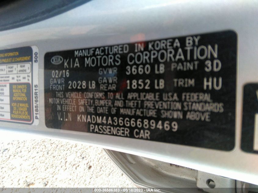 2016 KIA RIO LX - KNADM4A36G6689469