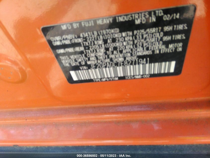 2014 SUBARU XV CROSSTREK LIMITED - JF2GPAGC7E8271941