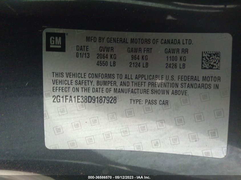 2013 CHEVROLET CAMARO LS - 2G1FA1E38D9187928