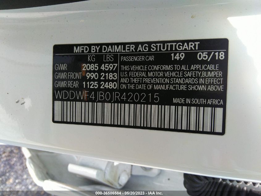 2018 MERCEDES-BENZ C-CLASS C 300 - WDDWF4JB0JR420215