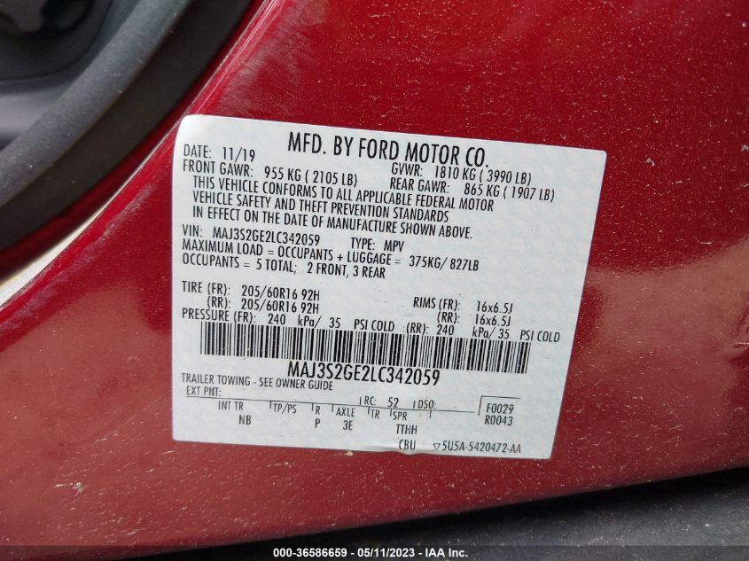 2020 FORD ECOSPORT SE - MAJ3S2GE2LC342059