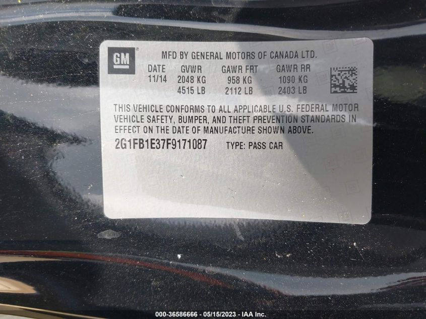 2015 CHEVROLET CAMARO LS - 2G1FB1E37F9171087