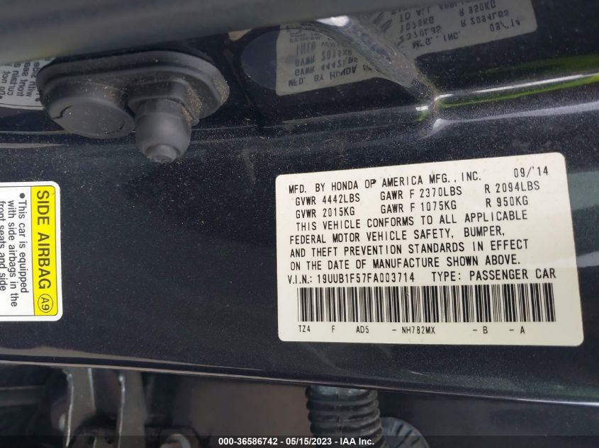 2015 ACURA TLX TECH - 19UUB1F57FA003714