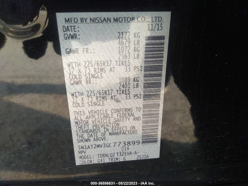 2016 NISSAN ROGUE SV - 5N1AT2MV3GC773899