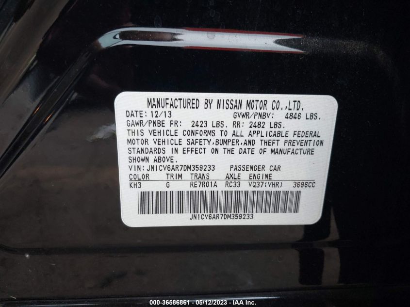 2013 INFINITI G37 SEDAN X - JN1CV6AR7DM359233