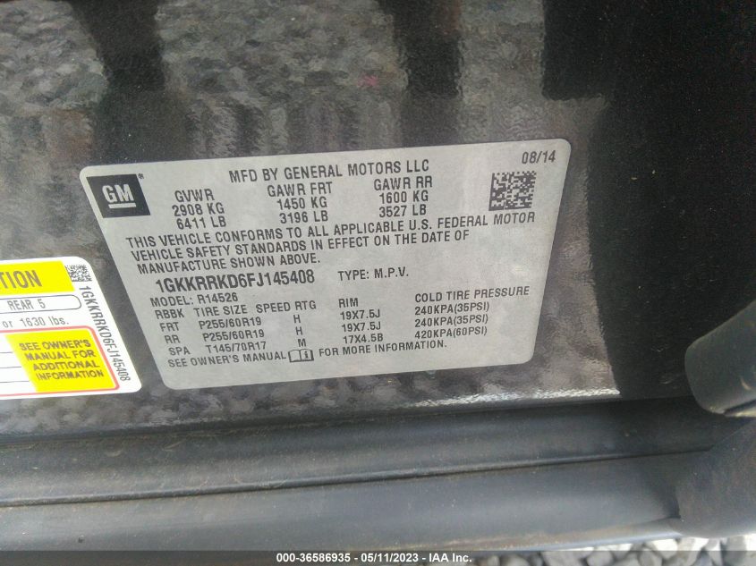2015 GMC ACADIA SLT - 1GKKRRKD6FJ145408