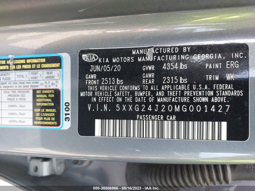 2021 KIA K5 LX - 5XXG24J20MG001427