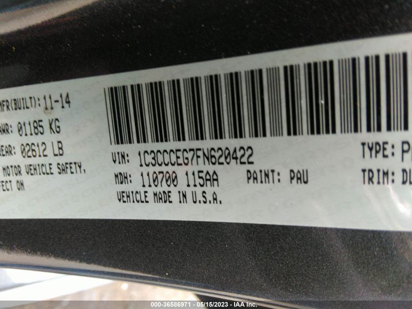 2015 CHRYSLER 200 C - 1C3CCCEG7FN620422