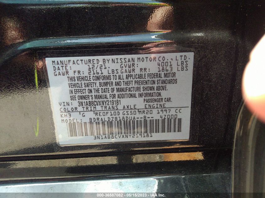 2022 NISSAN SENTRA SV - 3N1AB8CVXNY219181