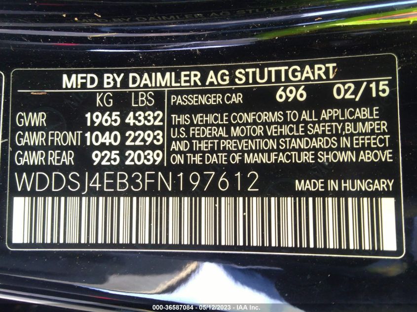 2015 MERCEDES-BENZ CLA-CLASS CLA 250 - WDDSJ4EB3FN197612