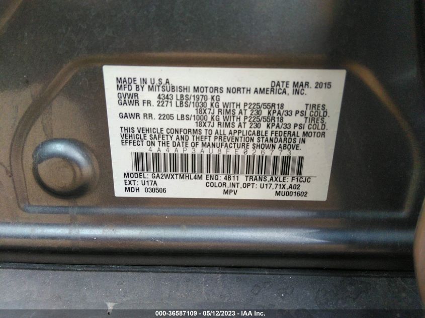 2015 MITSUBISHI OUTLANDER SPORT ES - 4A4AP3AU8FE026773
