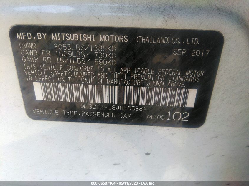 2018 MITSUBISHI MIRAGE G4 ES - ML32F3FJ8JHF05382