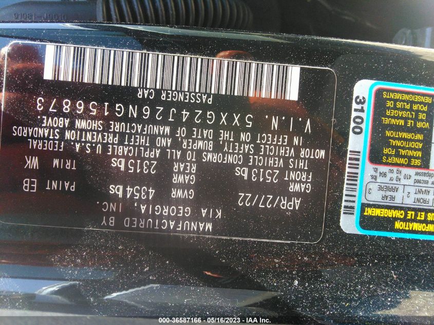 2022 KIA K5 LX - 5XXG24J26NG156873