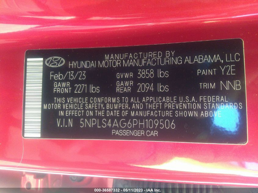 2023 HYUNDAI ELANTRA SEL - 5NPLS4AG6PH109506