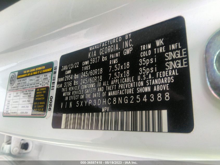 2022 KIA TELLURIDE EX - 5XYP3DHC8NG254388