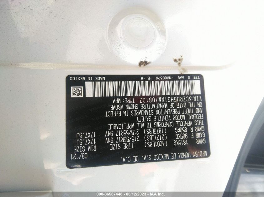 2022 HONDA HR-V LX - 3CZRU5H31NM708103