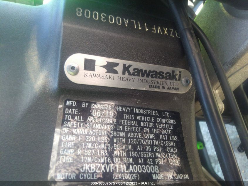 2020 KAWASAKI ZX1002 - JKBZXVF11LA003008
