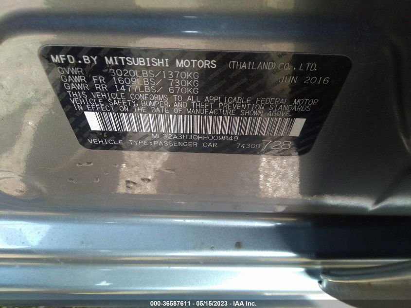 2017 MITSUBISHI MIRAGE ES - ML32A3HJ0HH009849