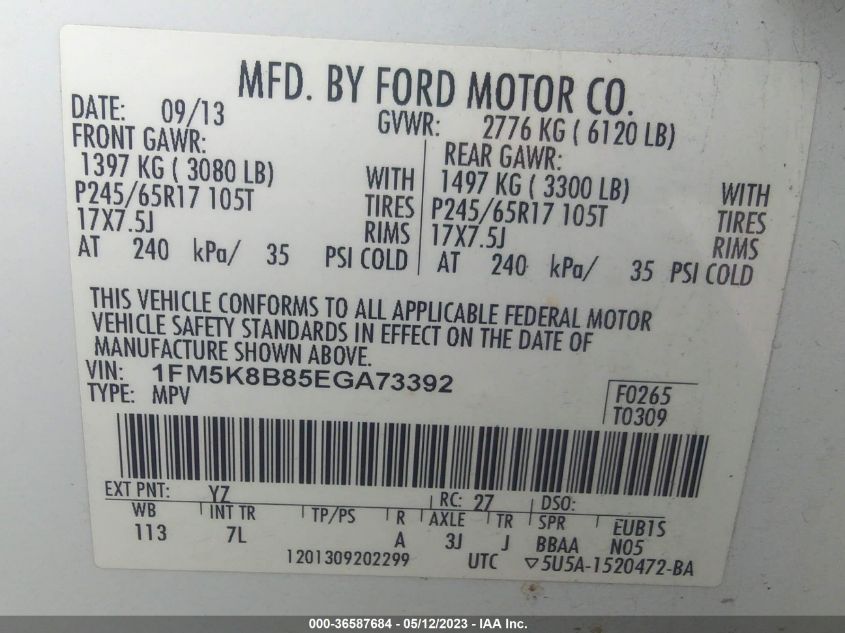 2014 FORD EXPLORER BASE - 1FM5K8B85EGA73392