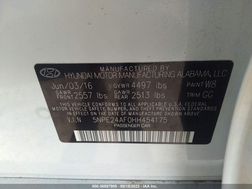 2017 HYUNDAI SONATA SE - 5NPE24AF0HH454175