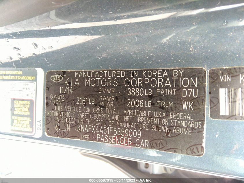 2015 KIA FORTE LX - KNAFX4A61F5359009