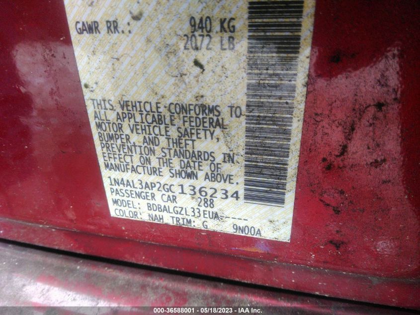 2016 NISSAN ALTIMA 2.5 - 1N4AL3AP2GC136234