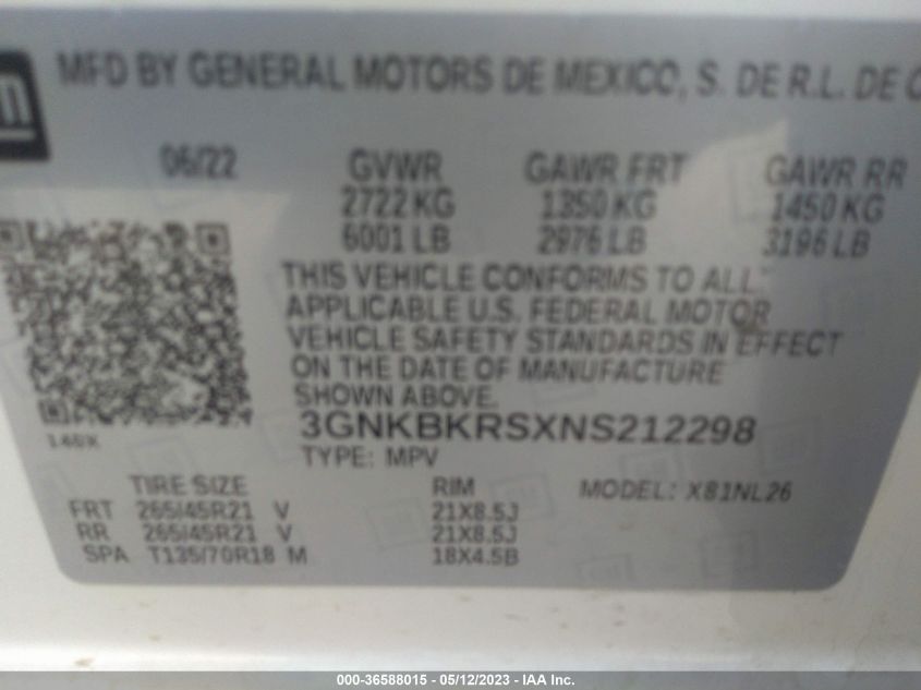 2022 CHEVROLET BLAZER RS - 3GNKBKRSXNS212298