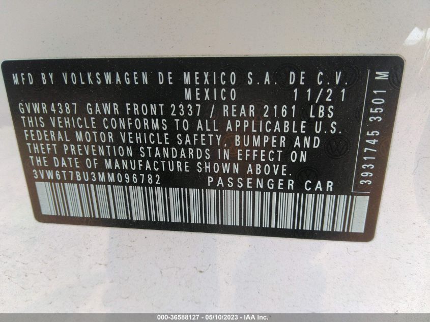2021 VOLKSWAGEN JETTA GLI S/AUTOBAHN - 3VW6T7BU3MM096782