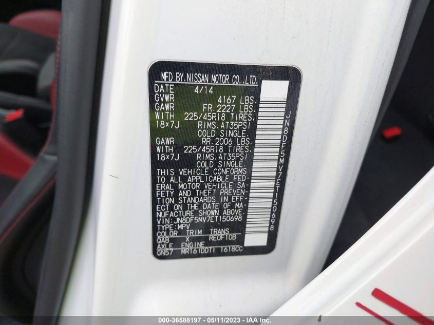 2014 NISSAN JUKE NISMO RS - JN8DF5MV7ET150698