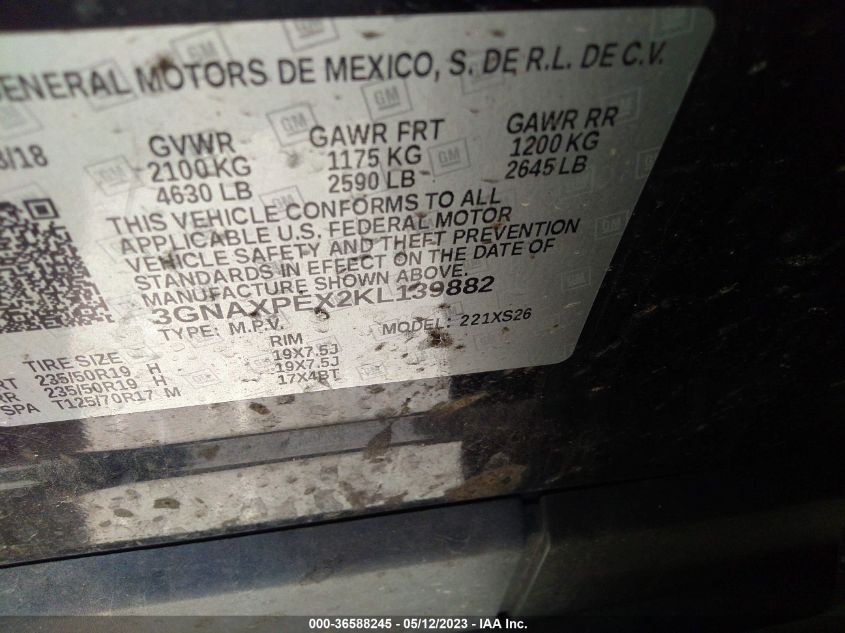 2019 CHEVROLET EQUINOX PREMIER - 3GNAXPEX2KL139882