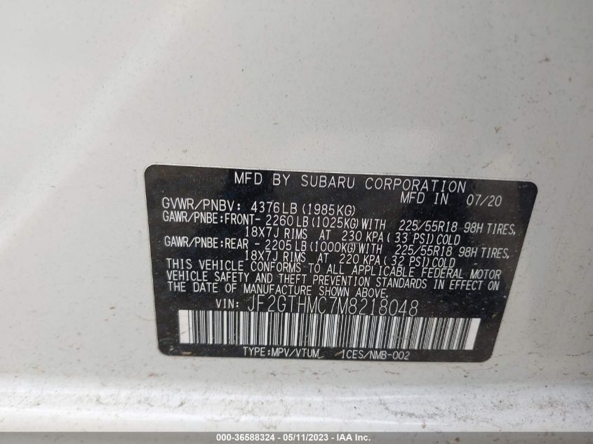 2021 SUBARU CROSSTREK LIMITED - JF2GTHMC7M8218048