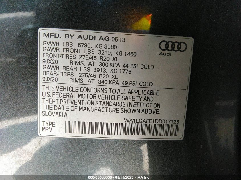 2013 AUDI Q7 3.0T PREMIUM PLUS - WA1LGAFE1DD017125