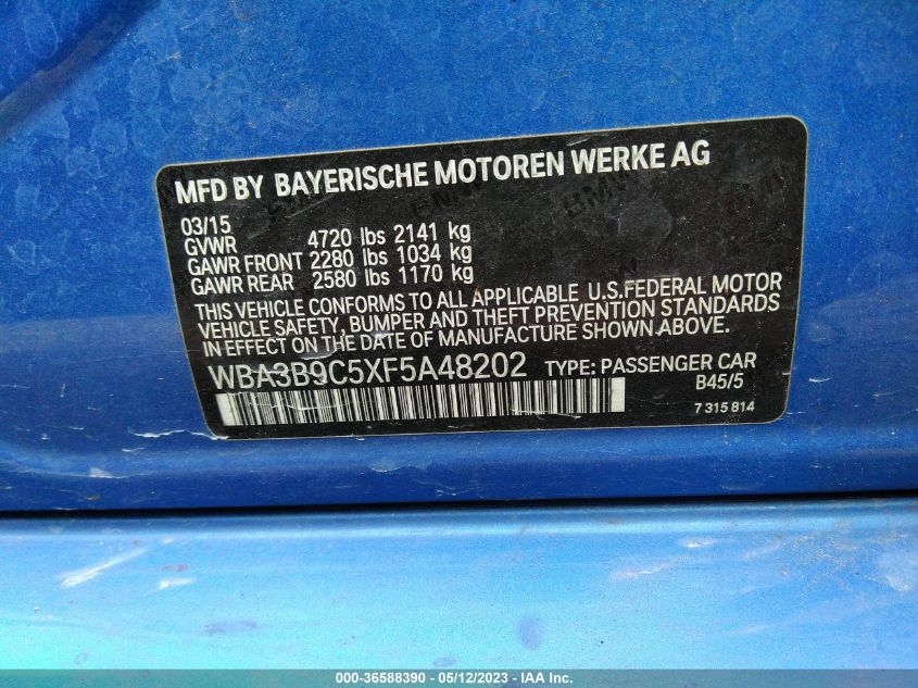 2015 BMW 3 SERIES 335I XDRIVE - WBA3B9C5XF5A48202