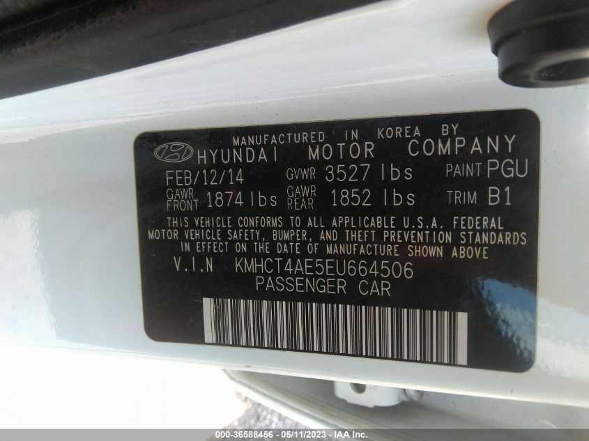 2014 HYUNDAI ACCENT GLS - KMHCT4AE5EU664506