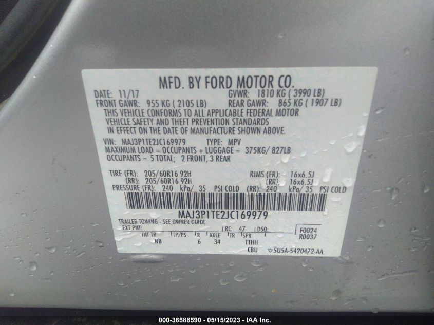 2018 FORD ECOSPORT SE - MAJ3P1TE2JC169979