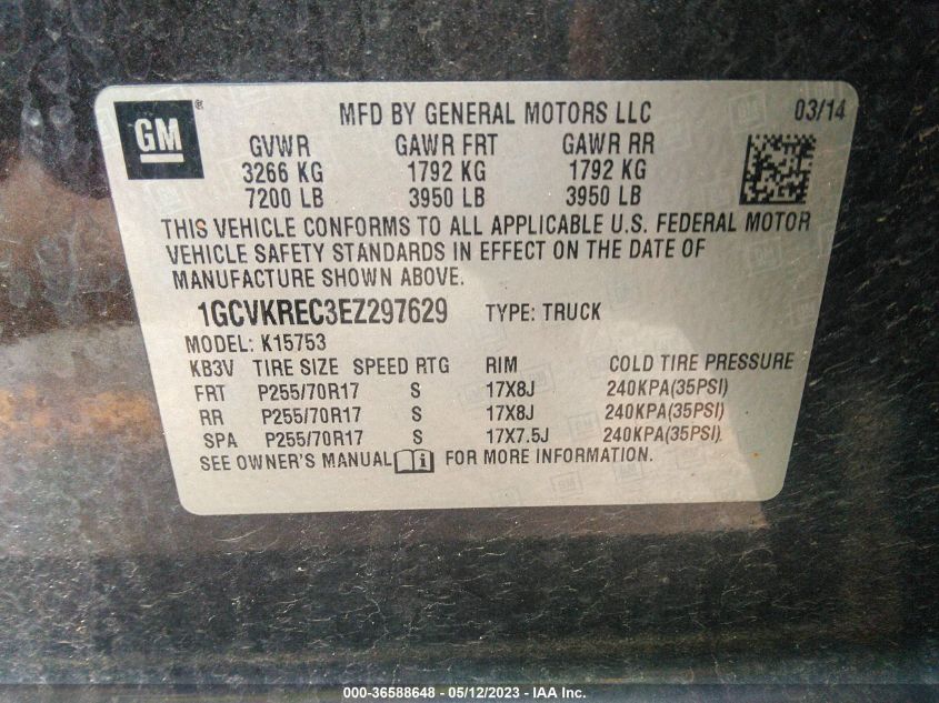 2014 CHEVROLET SILVERADO 1500 LT - 1GCVKREC3EZ297629