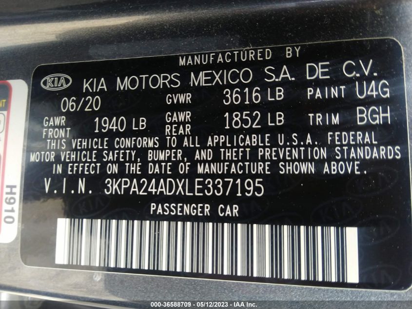 2020 KIA RIO S - 3KPA24ADXLE337195