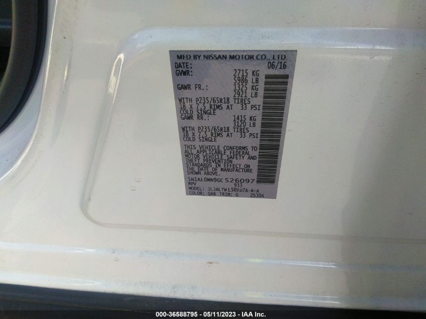 2016 INFINITI QX60 - 5N1AL0MN9GC526097