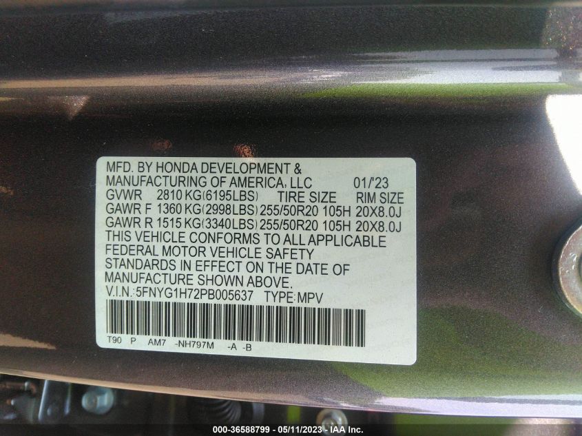 2023 HONDA PILOT TOURING - 5FNYG1H72PB005637