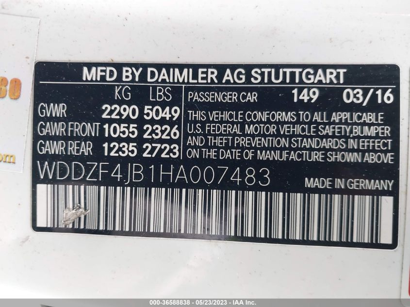 2017 MERCEDES-BENZ E-CLASS E 300 - WDDZF4JB1HA007483