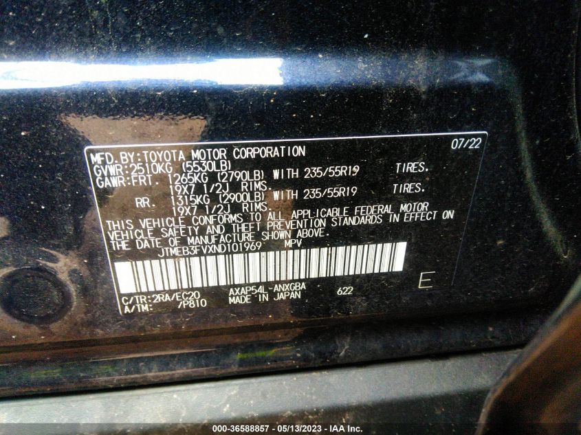 2022 TOYOTA RAV4 PRIME XSE JTMEB3FVXND101969