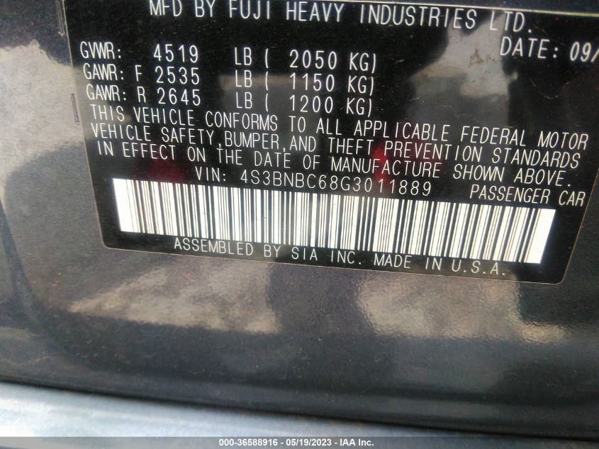 2016 SUBARU LEGACY 2.5I PREMIUM - 4S3BNBC68G3011889