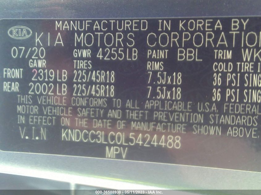 2020 KIA NIRO TOURING - KNDCC3LC0L5424488
